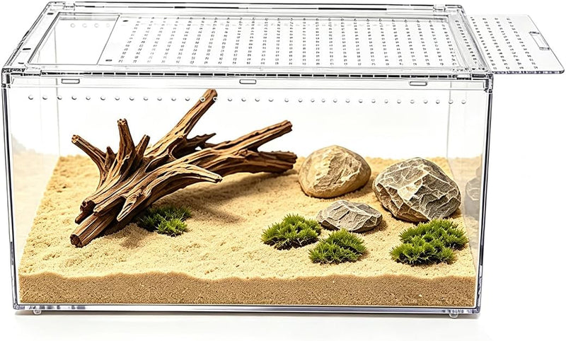 Reptile Growth Small Reptile Terrarium,Tarantula Enclosure with Magnetic Button, 8