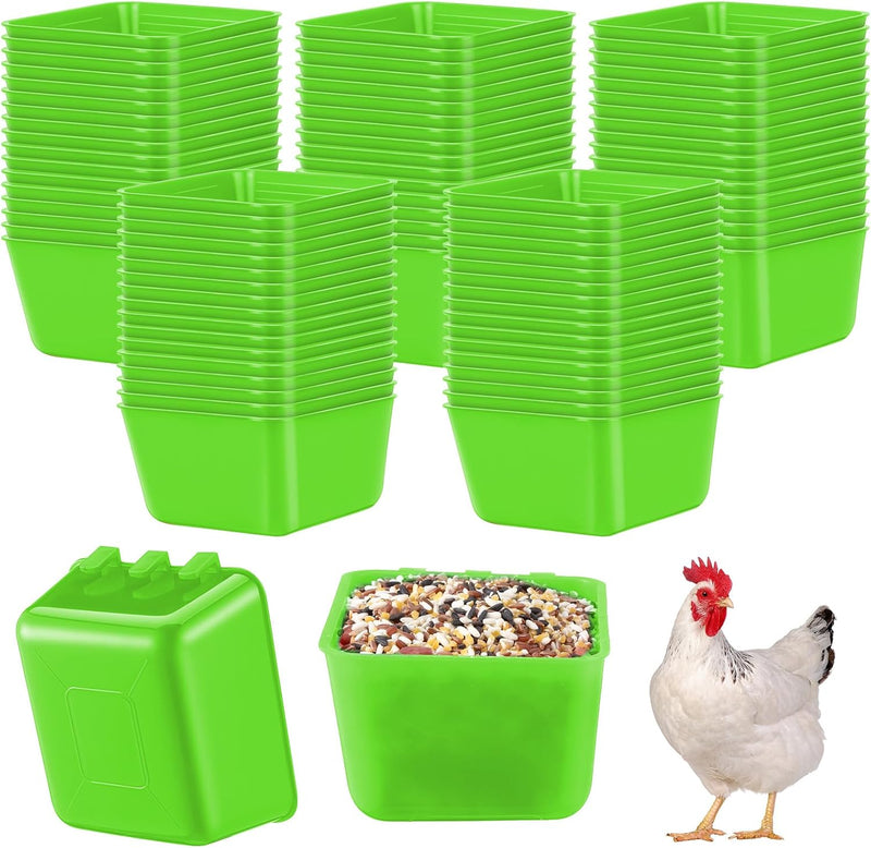 Maxdot 50 Pcs Cage Cups Chicken Feeder 16 oz Food Bowl