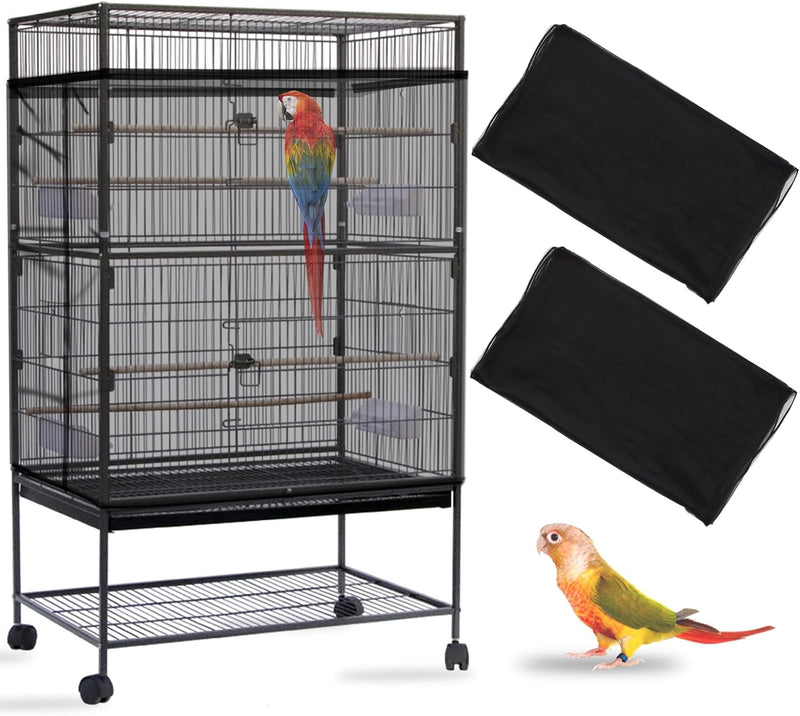 Daoeny 2PCS Bird Cage Seed Catcher, Large Bird Cage Cover, Adjustable Soft Airy Nylon Mesh, Birdcage Cover Skirt Seed Gu