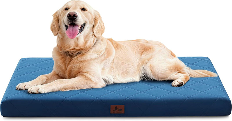 Orthopedic Dog Bed Mat Large Medium Sized Dogs, Waterproof Dog Crate Bed with Removable Cover, Washable Pet Bed with Egg