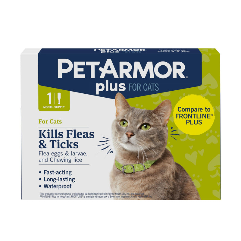 PetArmor Plus Flea and Tick Prevention for Cats over 1.5 lbs, Cat Flea and Tick Treatment, 1 Dose, Waterproof Topical, Fast Acting