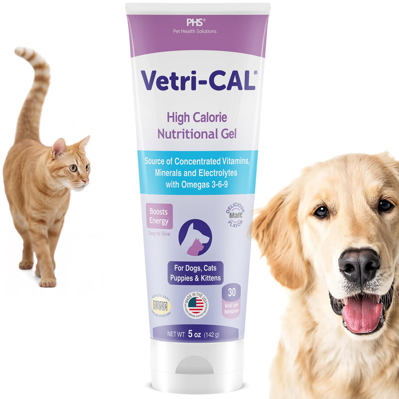 Vetri-CAL High Calorie Nutritional Gel for Dogs, Cats, Puppies & Kittens – Appetite Booster with Omega 3-6-9, Vitamins A-D-E-B – Recovery & Energy Support – Tasty Malt Flavor – 5 oz Tube