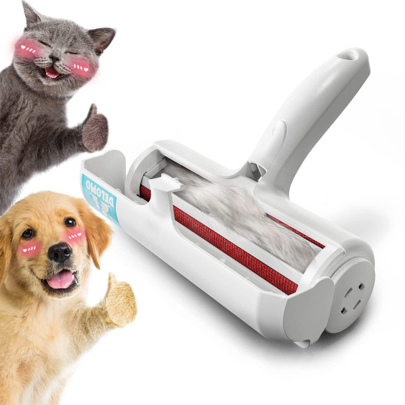 DELOMO Pet Hair Remover Roller: Reusable Lint Roller with Large Fur Bin - Portable Cat and Dog Hair Remover for Couch, Bedding, Car, Rugs & Furniture, Effective and Eco-Friendly, for Multi-Pet Homes