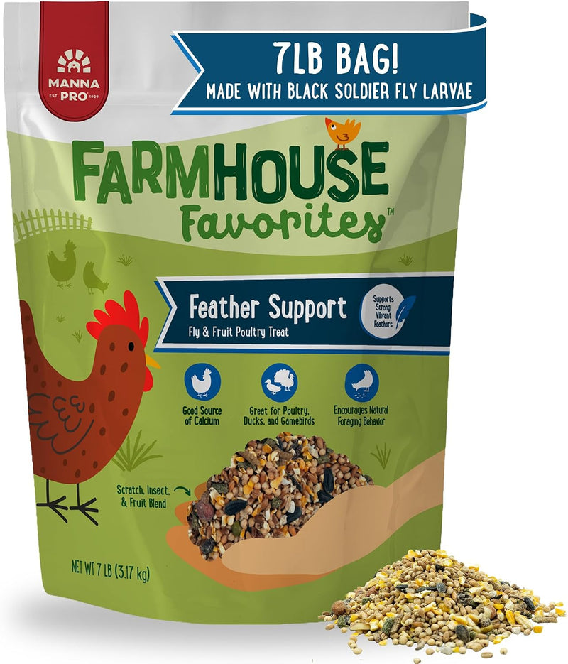 Manna Pro Farmhouse Favorites Fly & Fruit Feather Support Poultry Treat, Duck Treat, Gamebirds, Scratch, Insect & Fruit