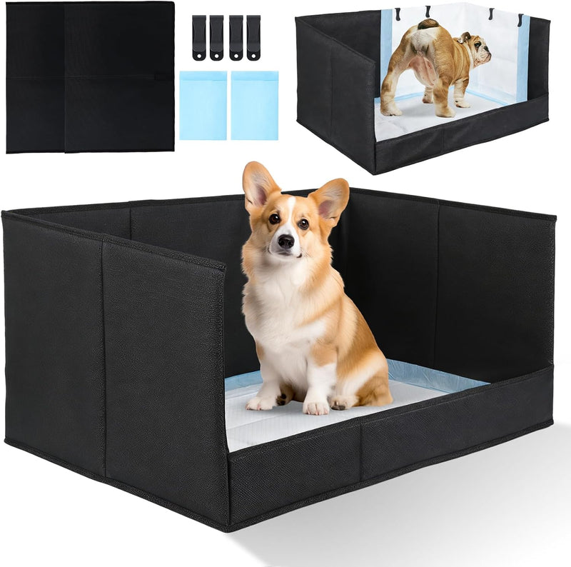Dog Litter Box with High Walls, Pee Pad Holder, Indoor Dog Potty Tray