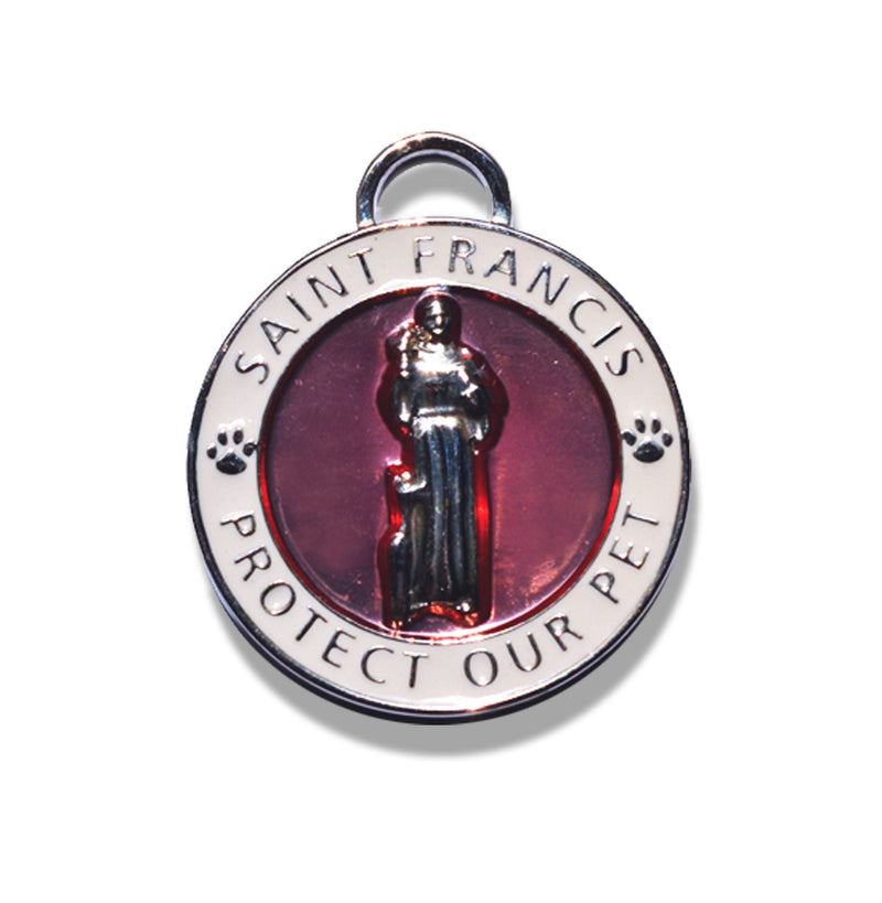 Luxepets Pet Collar Charm, Saint Francis of Assisi, Small, Pink