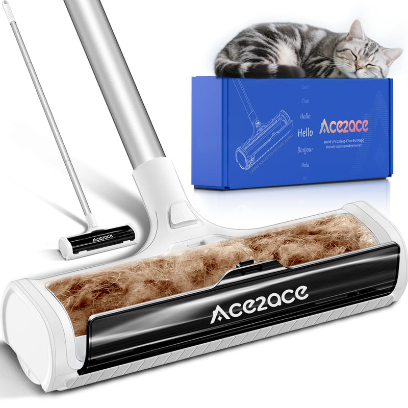 ACE2ACE A3 Pro Carpet Roller for Pet Hair, Carpet Pet Hair Removal Tool, Reusable Large Lint Rollers, 5 Feet Long Handle No Bending No Kneeling, Cat Dog Hair Remover for Carpet, Rugs, Mats, Black