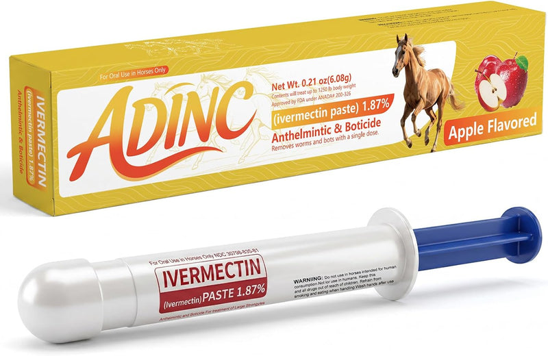 Ivermectin Horse Paste 1.87%, Apple Flavored Equine Dewormer, 1 Pack