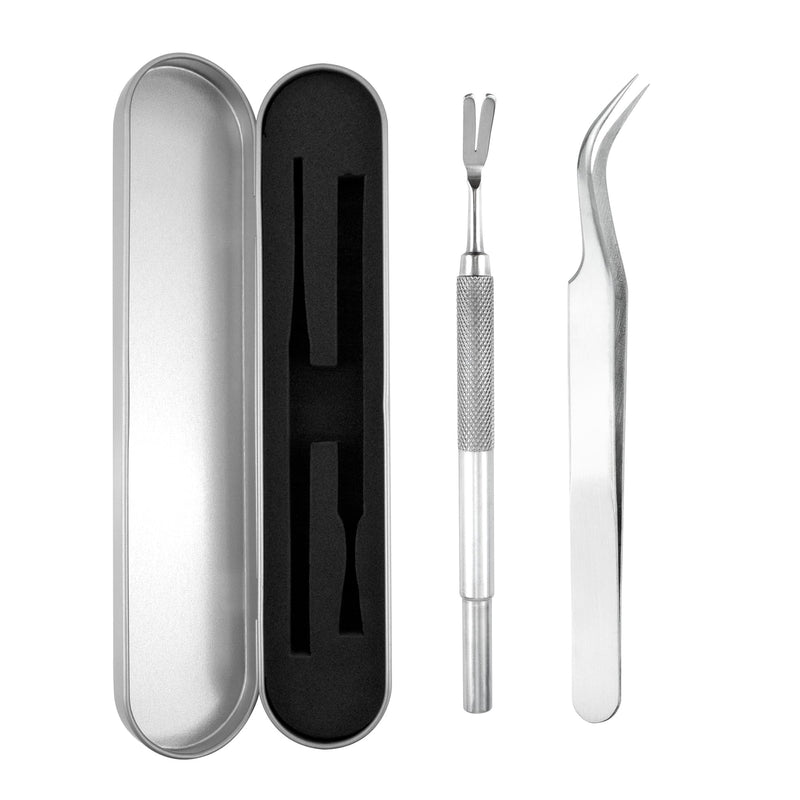 Quacc 2 PCS Tick Removal Tool Kit for Dogs Cats Humans Stainless Steel Tick Remover Tweezers with Storage Box