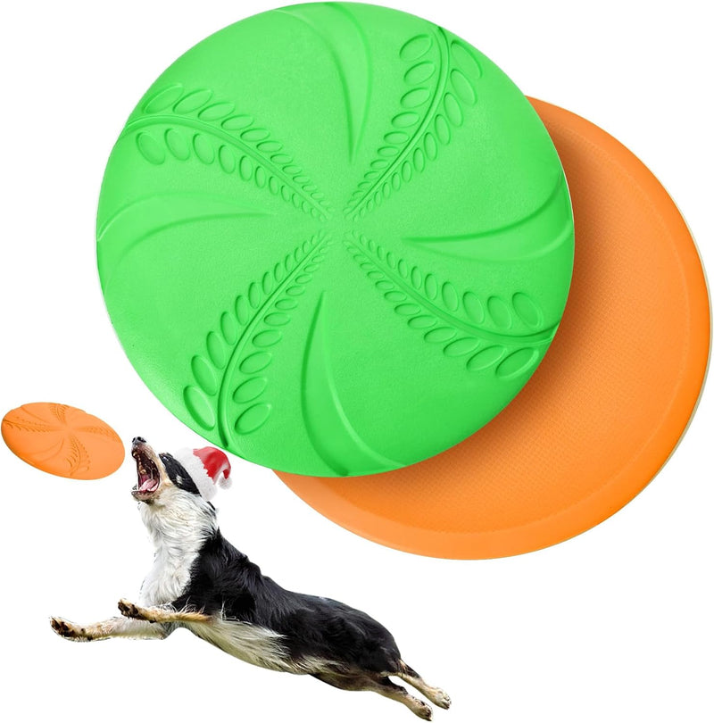 Nobleza 2 Pack Dog Flying Disc, 8in Interactive Flyer Dog Toys for Small Medium Large Dogs to Fetch, Durable Outdoor Dog