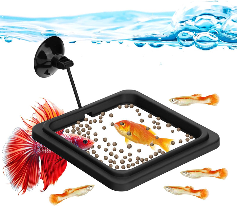 DaToo Fish Feeding Ring Aquarium Square Floating Food Feeder Circle with Strong Suction Cup Fish Tank Feeding Ring for B