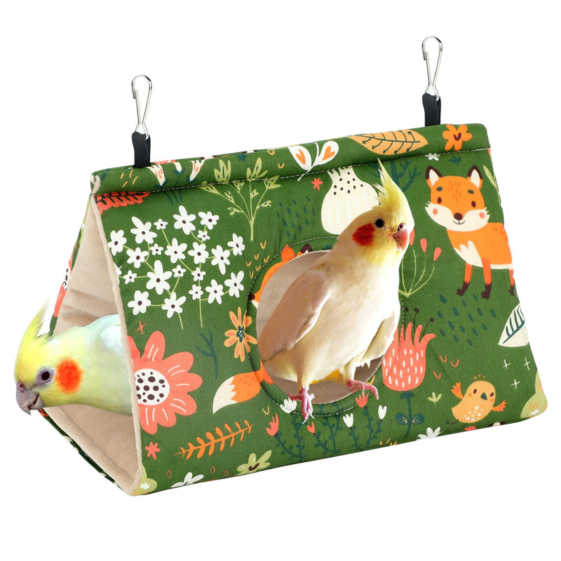 Rypet Winter Warm Bird Nest House - Hanging Hammock Velvet Shed Hut Cage Plush Fluffy Birds Hideaway Sleeping Bed Fuzzy for Parrot Parakeet Cockatiels Budgies Lovebird Medium(Green)