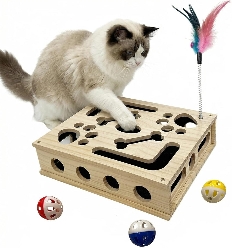 Cat Scratch Puzzle Enrichment Box, Cat Nail File Enrichment Box Sandpaper, Interactive Cats Treat Toy Stress Free, Scrat