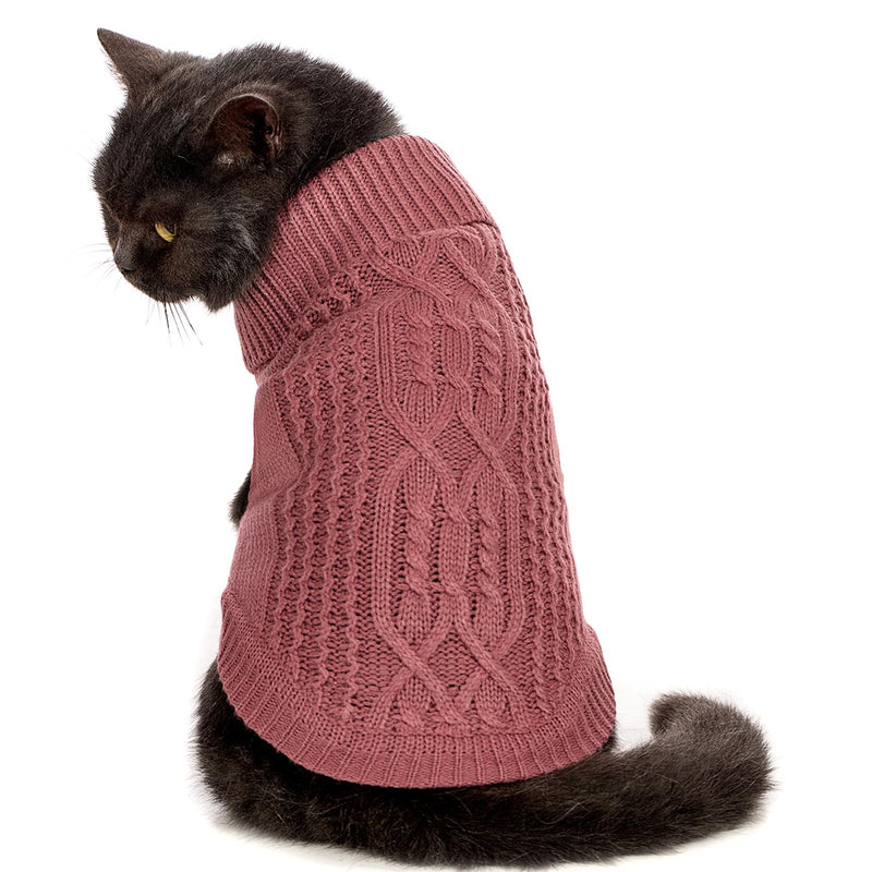 Stretchy Cat Sweater - 17 Colors & 6 Sizes | Snug Winter-Ready Knit for Boy/Girl Cats & Kittens(Maple Leaf Red, Small)