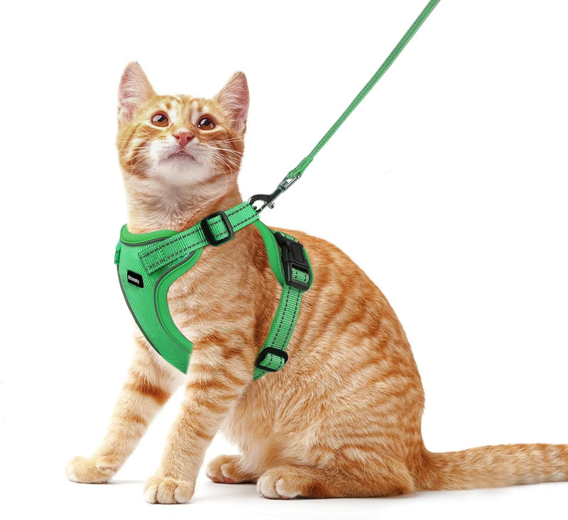 Cat Harness and Leash Set, Escape Proof Cat Harness with Reflective Strips, Breathable Mesh Vest, Adjustable Walking Har