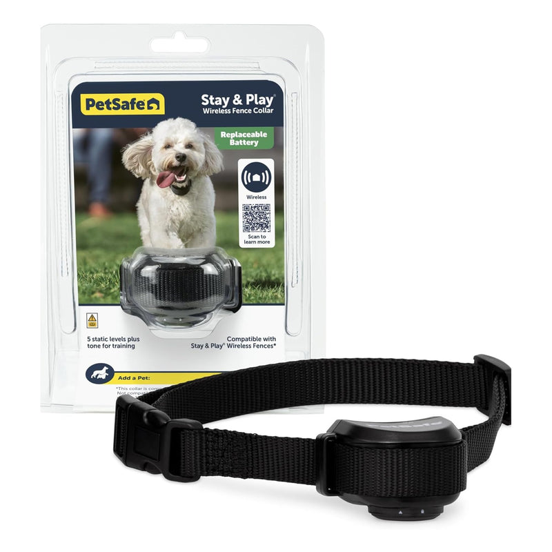 PetSafe Stay & Play Wireless Pet Fence with Replaceable Battery Collar for Dogs & Cats Over 5 lb Waterproof Receiver Collar Tone & Static Correction from Parent Company of Invisible Fence Brand