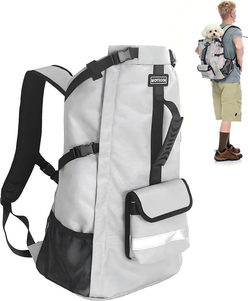 Waterproof Dog Backpack Carrier for Small Dogs Under 22 lb, Grey