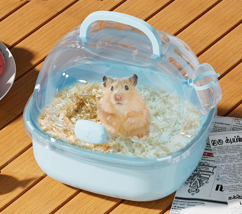 Small Animal Carrier Cage with Water Bottle, Portable Hamster Travel Case