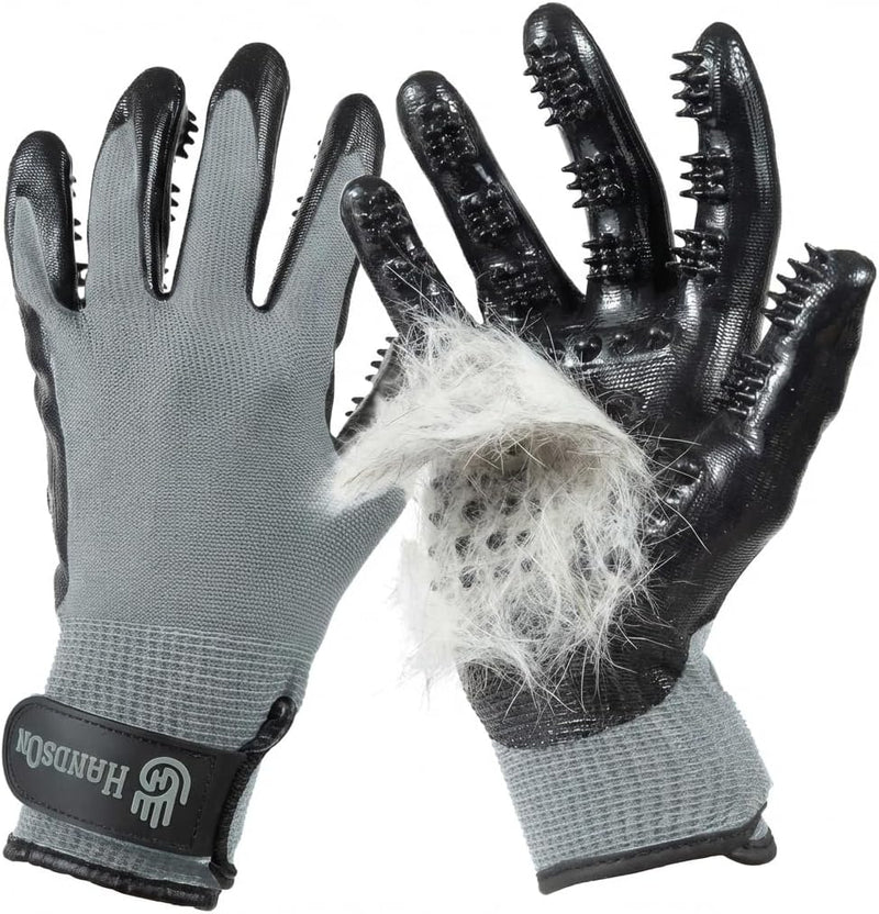H HANDSON Pet Grooming Gloves - Patented #1 Ranked, Award Winning Shedding, Bathing, & Hair Remover Gloves - Gentle Brus