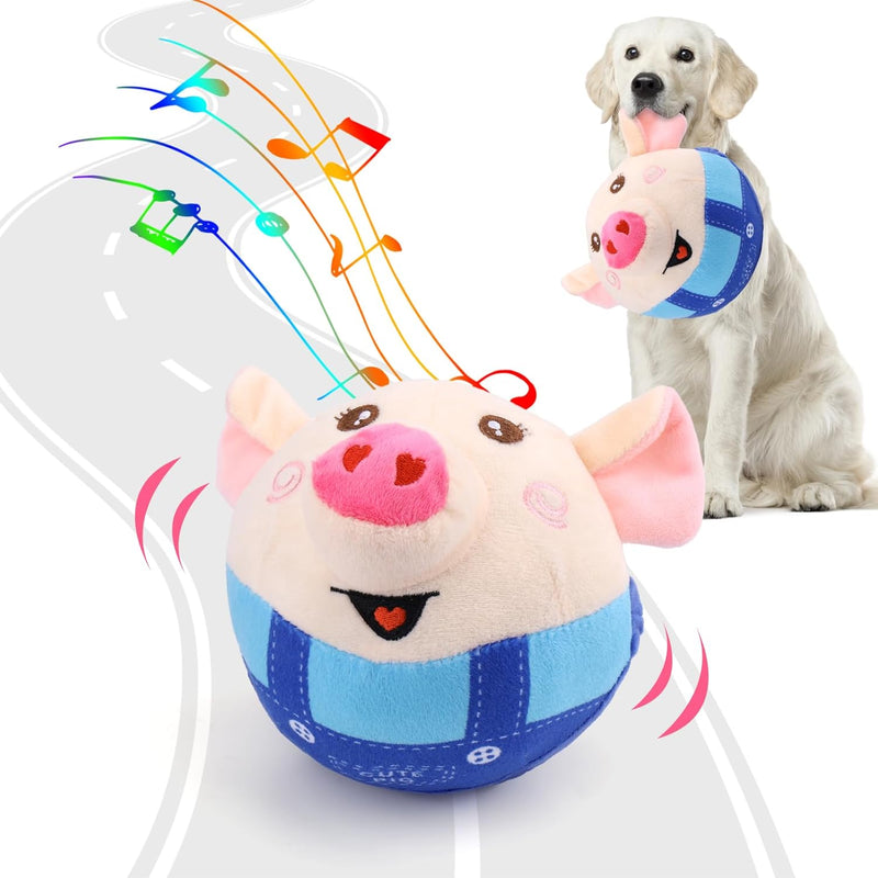 BABORUI Interactive Dog Toys Pig, Jumping Squeaky Dog Toys with Recording and Music Modes, Rechargeable Moving Dog Chew