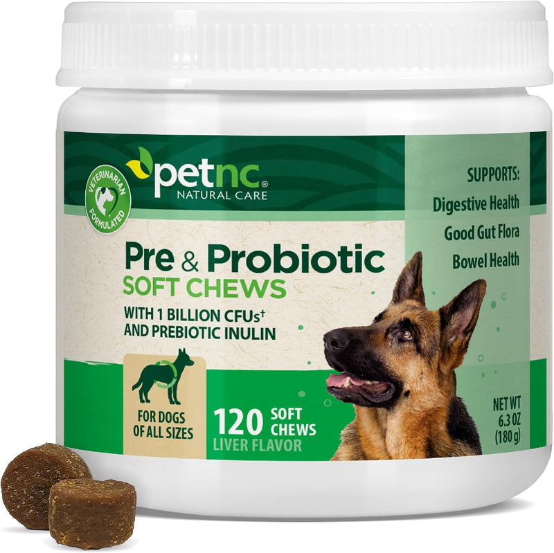 PetNC Natural Care Liver Flavor,Cheese Pre & Probiotic Soft Chews for Dog 120 ct (Pack of 1) (Packaging May Vary)