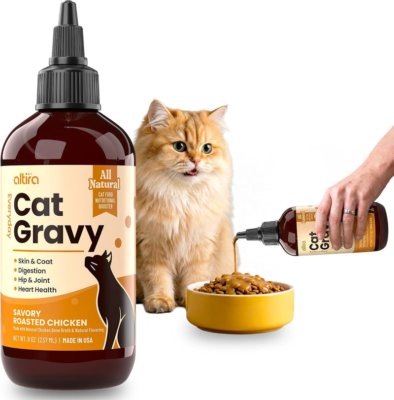 Cat Food Toppers, Chicken Bone Broth Gravy for Cats & Kittens, 8 oz