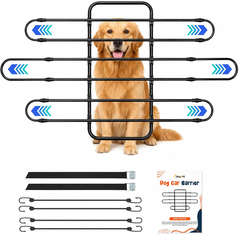 Dog Car Barrier for SUVs, Heavy Duty Pet Barrier Follow Seat Movement