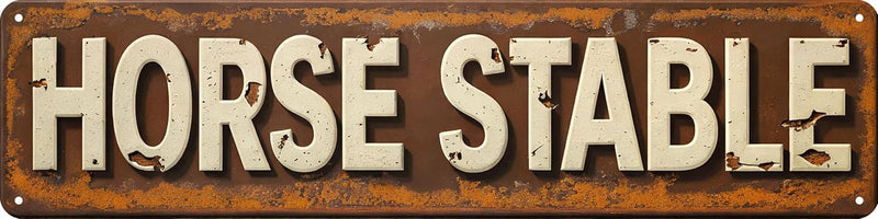 Horse Stable Metal Sign 4x16in Rustic Farm Plaque for Barn Door Wall Decor Equestrian Sign