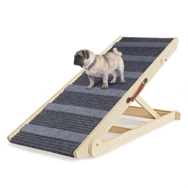 YaFiti Dog Ramp for Bed, Folding Wooden Pet Ramp for Small Large Dogs Cats, 7 Adjustable Height from 10.8
