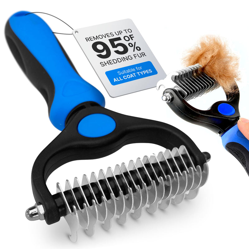 Dog Rake Brush for Shedding – Undercoat Deshedding Tool for Long & Thick Hair Dogs, Removes Loose Fur, Reduces Mats