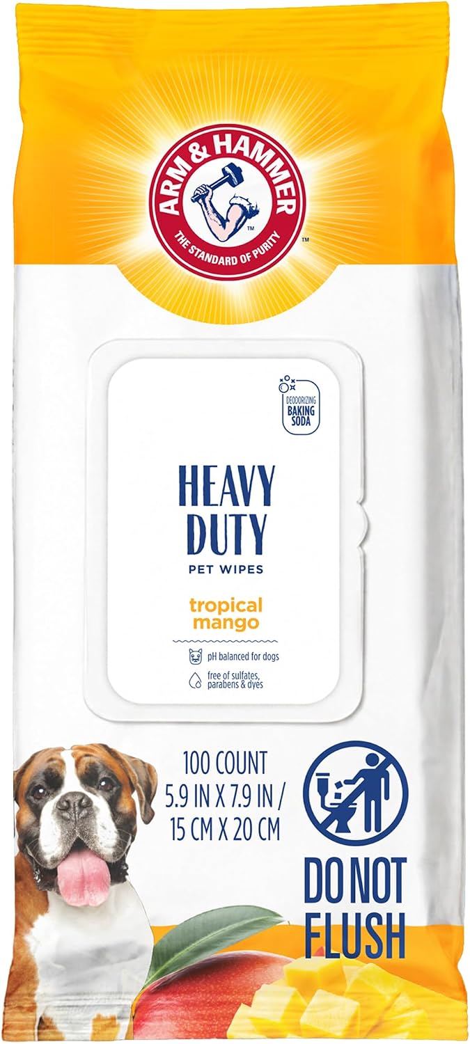 Arm & Hammer Heavy Duty Multipurpose Dog Wipes, Mango, 100 Count