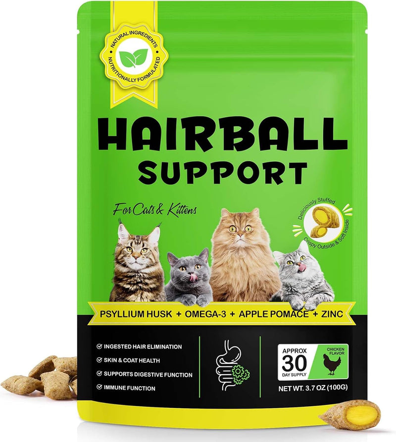 Cat Hairball Remedy-Hairball Treatment for Cats Hairball Treats for Cats Furball Treatment Omega-3 and Fiber Supplement