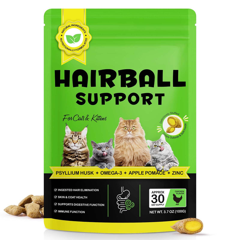 Arkture Hairball Remedy for Cats & Kittens, Hairball Treatment Cat Treats - Crunchy & Creamy Chews, Help Prevent & Eliminate Hairballs and Support Skin & Coat Health, Chicken Flavour -100g