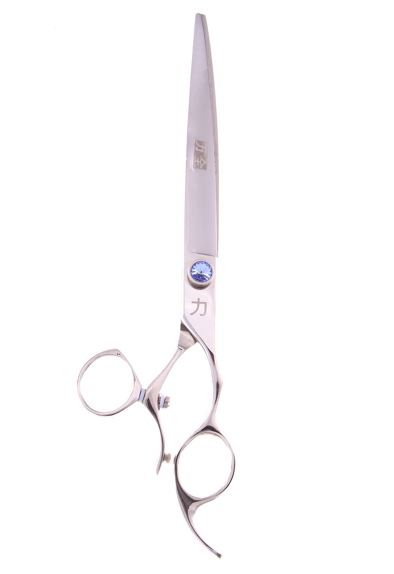 ShearsDirect Japanese 440C Stainless Steel Curved Shear with Swivel Off Set Handle Design, 8-Inch