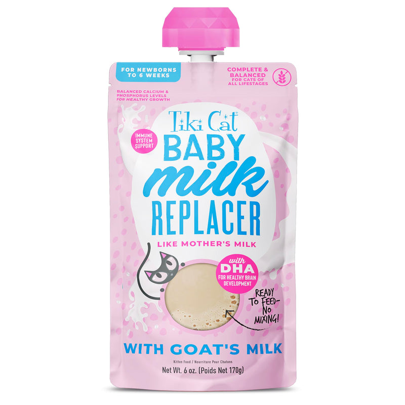 Tiki Cat Baby Milk Replacer, Goat Milk, 6 oz. Spout Pouch (6 Count)