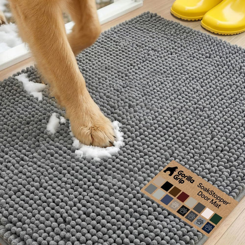 GORILLA GRIP SoakSTOPPER Indoor Door Mat for Dogs with Muddy Paws, 24x17