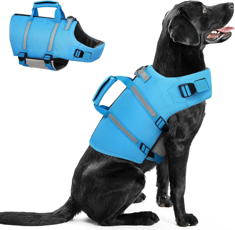 Queenmore Large Dog Life Jacket, High Floating Dog Life Vest for Swimming