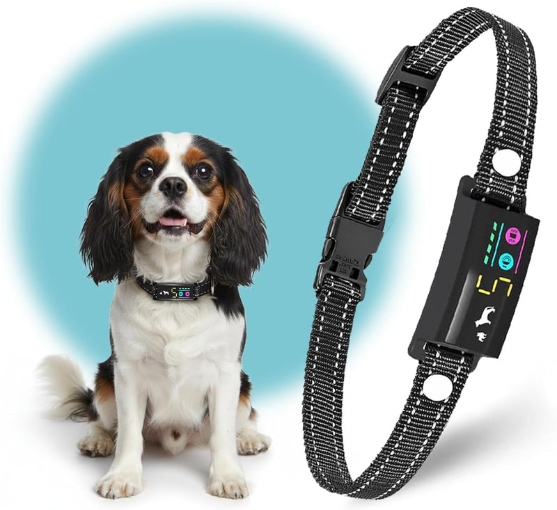 No Shock Bark Collar for Small Dogs 8-40 lbs - Beep & Vibration, Smart Screen, 5 Sensitivity, Anti-False Trigger, Magnet