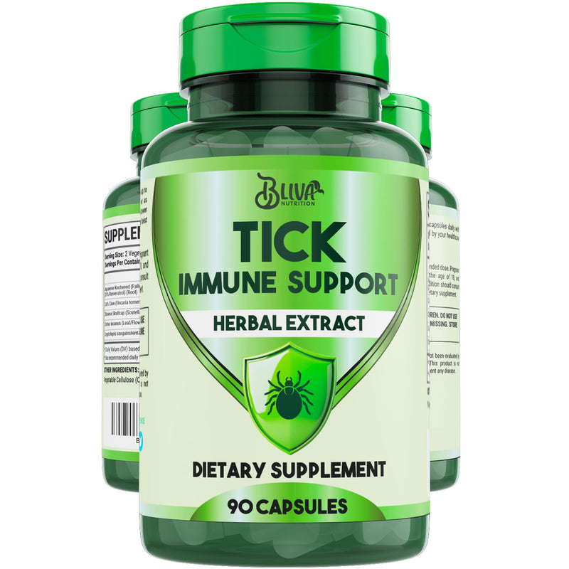 BLIVA Tick Immune Support Supplement - Japanese Knotweed, Cat's Claw, Chinese Skullcap, Cryptolepis - Advanced Tick Herbal Complex Formula - 90 Vegan Capsules