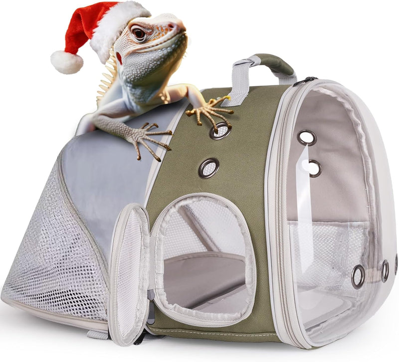 WEVONIGU Expandable Small Animal Backpack Carrier with Clear Bubble Window Large Space Travel Cage for Hedgehog Rat Parr