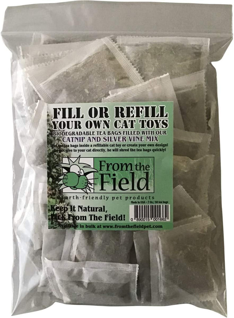 from The Field | Catnip & Silver Vine Tea Bags | Cat Toy Refills | 50 Pack