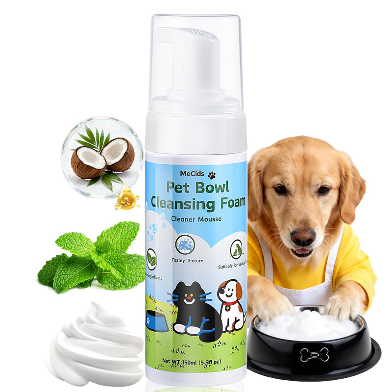 MeCids Pet Bowl Cleaning Mousse – Pet Bowl Cleaner, Natural Plant-Based, Safe & Non-Toxic, Powerful Foam for Effective Cleaning, Suitable for Cat & Dog Bowls, Pet Toys, and More