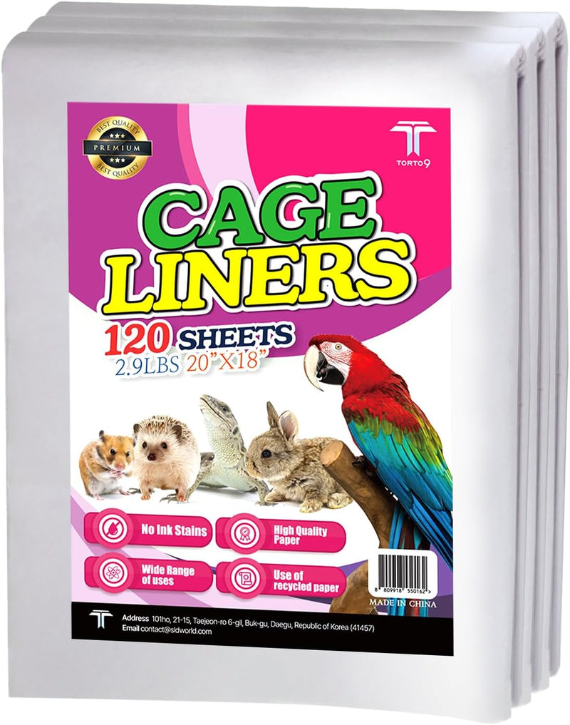 T TORTO9 Bird Cage Liner - 120 Paper Sheets, 20