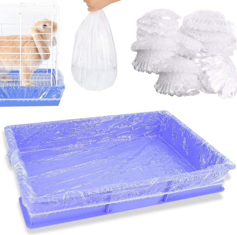 upcessory 50 pcs Disposable Cage Liners, Clear Plastic Rabbit Cage Liner Bag, Universal Toilet Film for Bunny, Hamster,