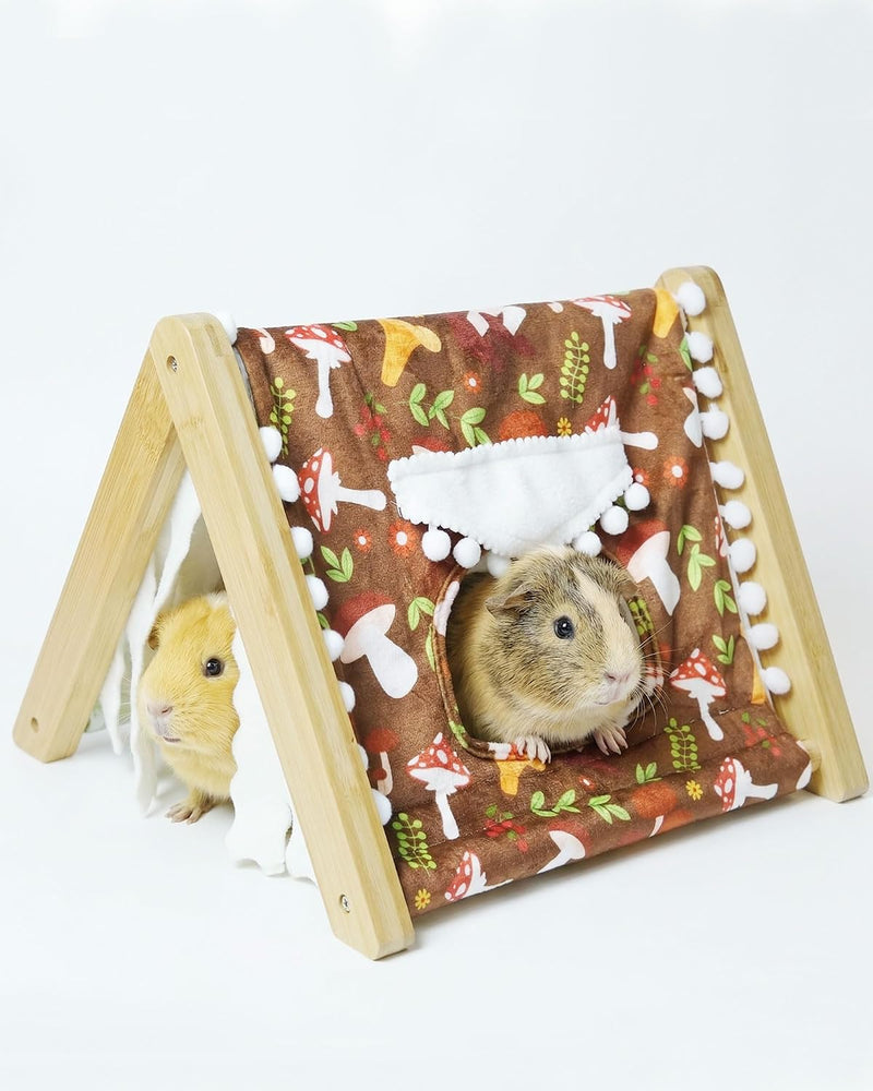 Guinea Pig House, Bamboo Hideout with Window, Bottomless Cage Accessory