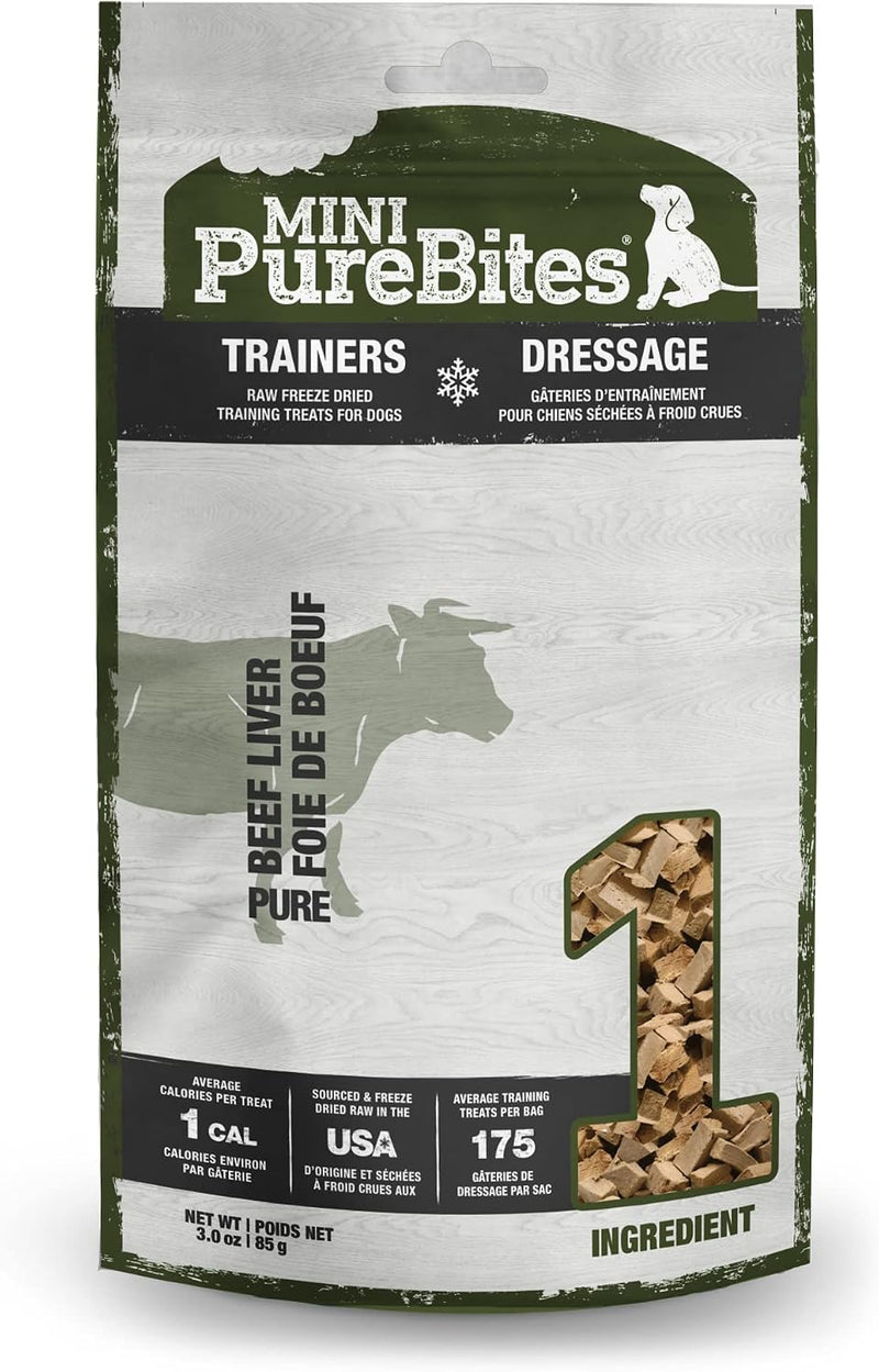 PureBites Mini Beef Single Ingredient Freeze Dried Dog Treats, 3 oz