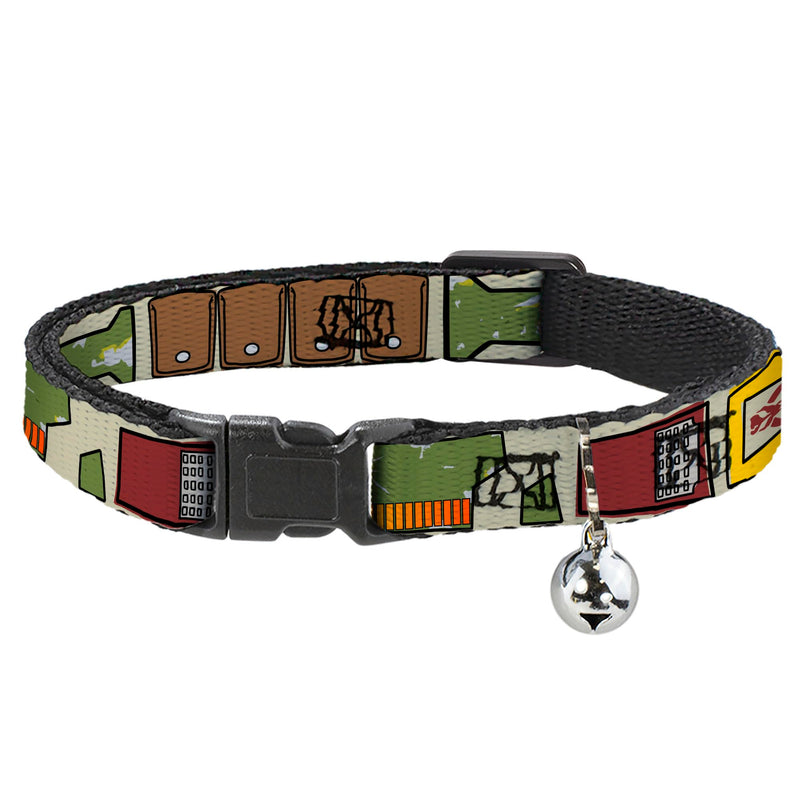 Star Wars Breakaway Cat Collar with Bell, Plastic Clip, Easy Adjustable, Star Wars Boba Fett Utility Belt Bounding Tan, 8.5 to 12 Inches 0.5 Inch Wide