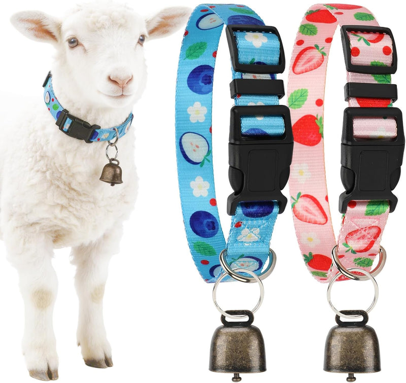 2 Pack Goat Collars with Bells,Fruit Adjustable Nylon Collar Set