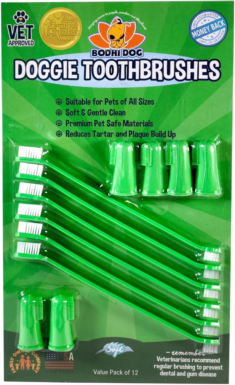 Bodhi Dog Toothbrush Combo Pack - Soft Finger & Dual-Ended Brushes - Gentle Bristles for Dogs & Cats - Easy Teeth Cleani