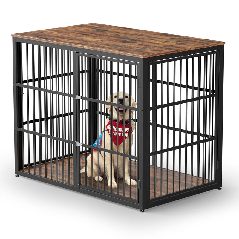 Lyromix 48'' XXL Dog Crate Furniture with 3 Doors,Wooden Crate End Table Heavy Duty Indoor Combination Cage for Medium to Large Dogs, Multiple Units Can be Combined